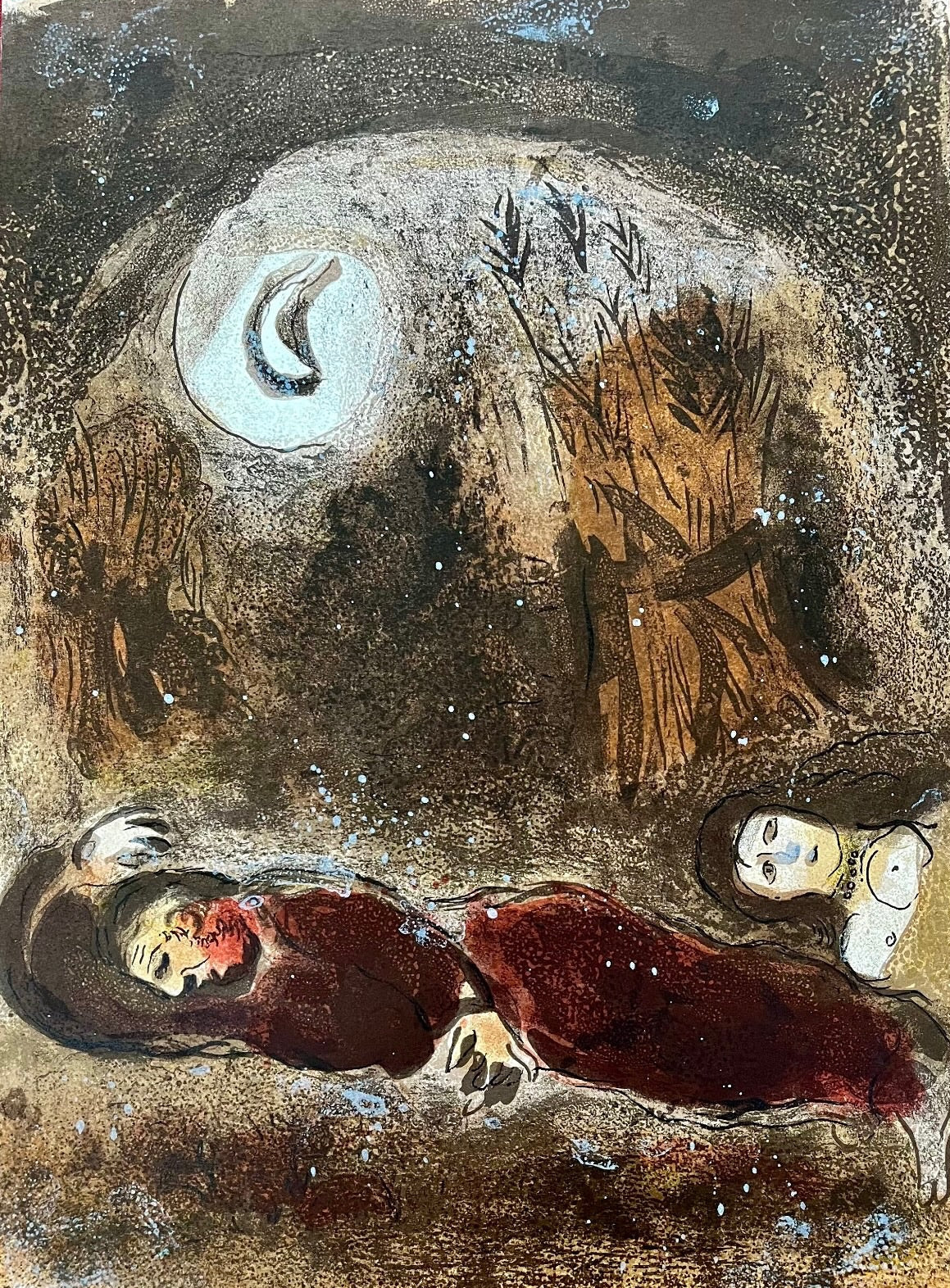 Marc Chagall Lithograph (1960) Ruth aux Pieds de Booz